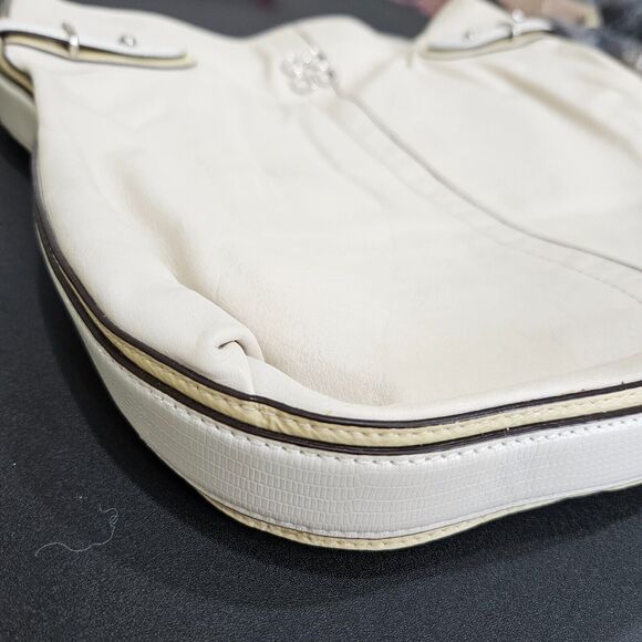 Coach Colette Signature Hobo Bag Leather Cream Shoulder Strap Casual Work Travel - Picture 8 of 16
